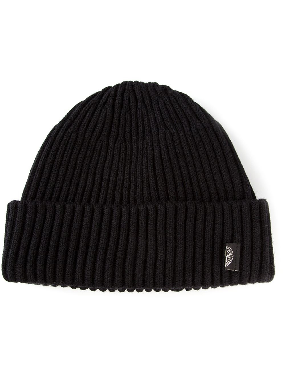 Lyst Stone Island Ribbed Beanie in Black for Men