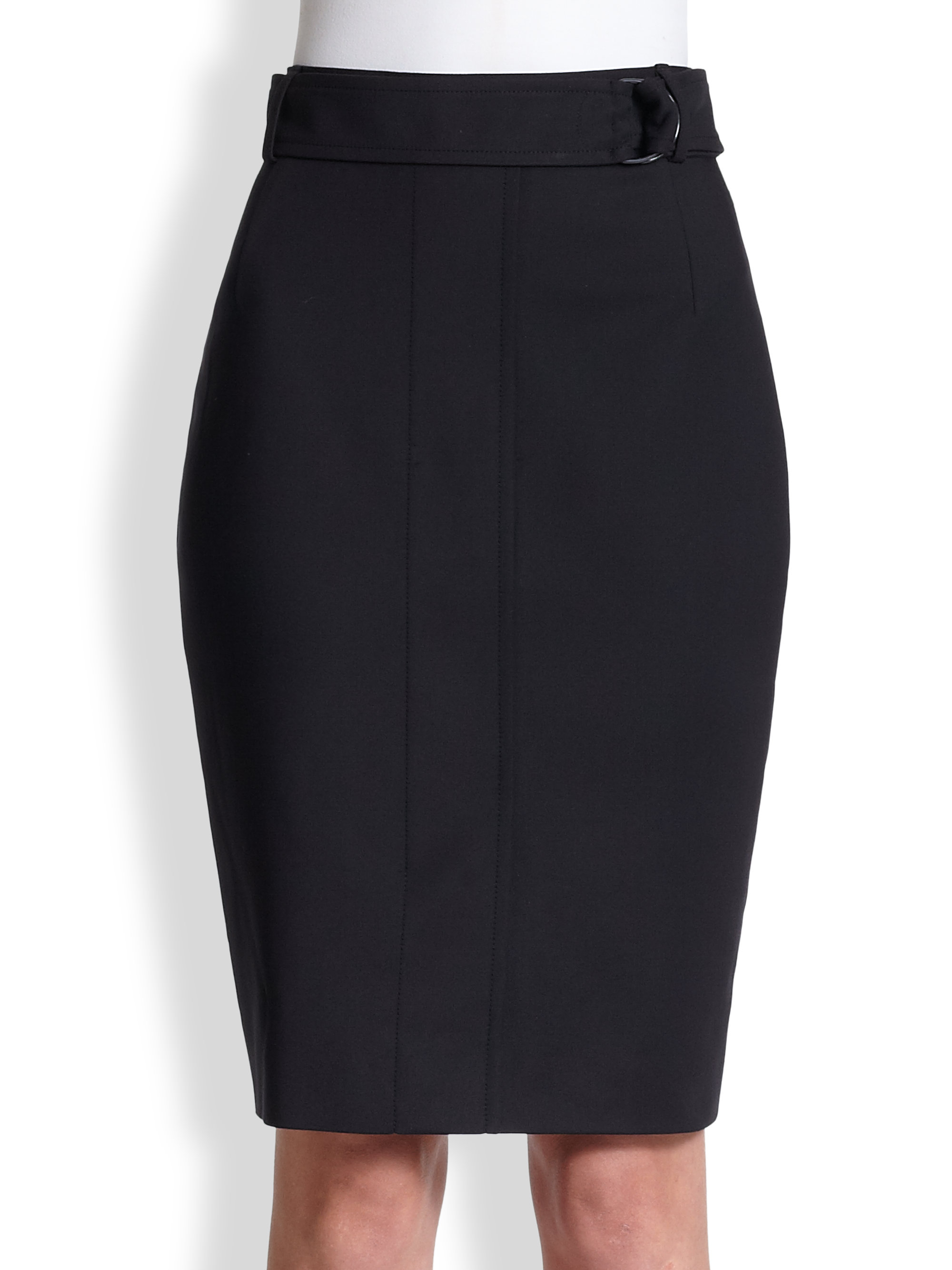 Akris punto Belted Techno Pencil Skirt in Black | Lyst