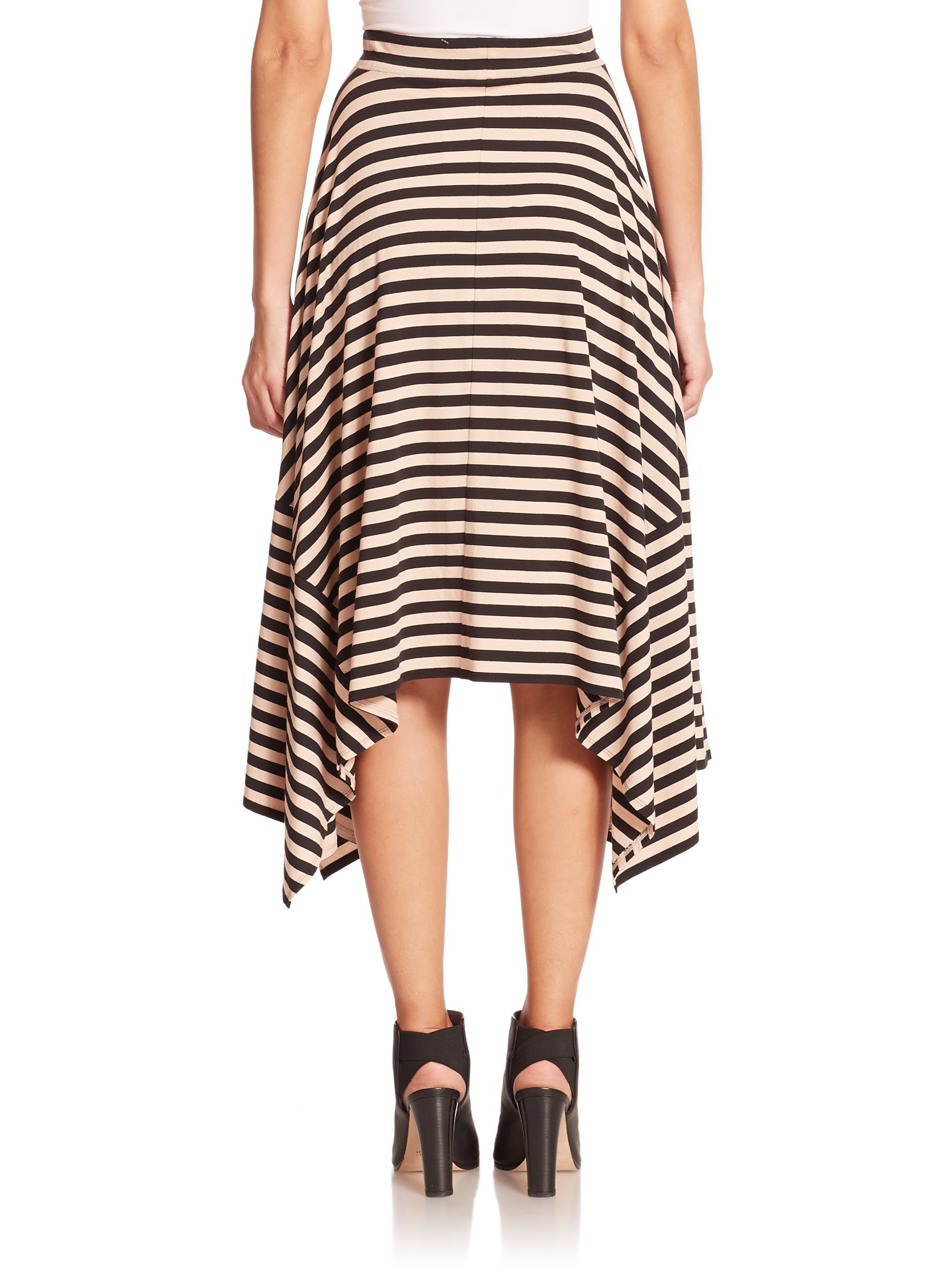 Dkny Striped Asymmetrical Skirt In Black Lyst 0052