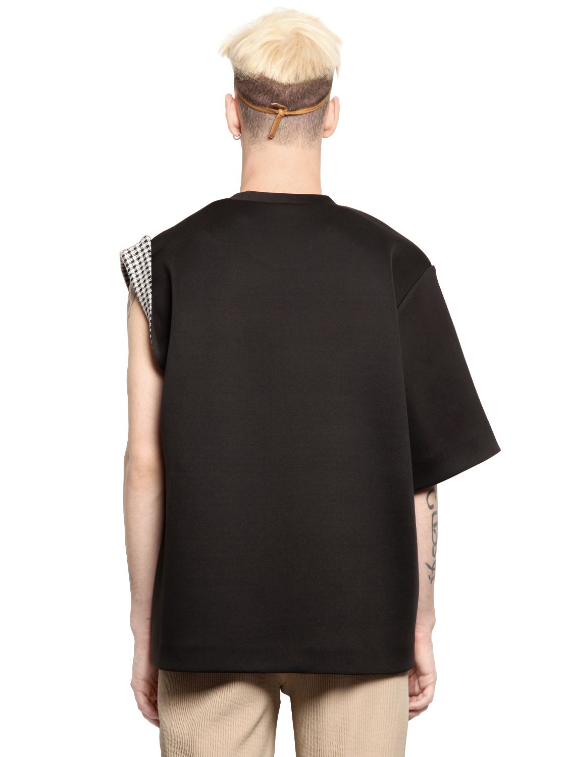 Xander Zhou Neoprene Blend One Sleeve T-shirt in Black for Men - Lyst