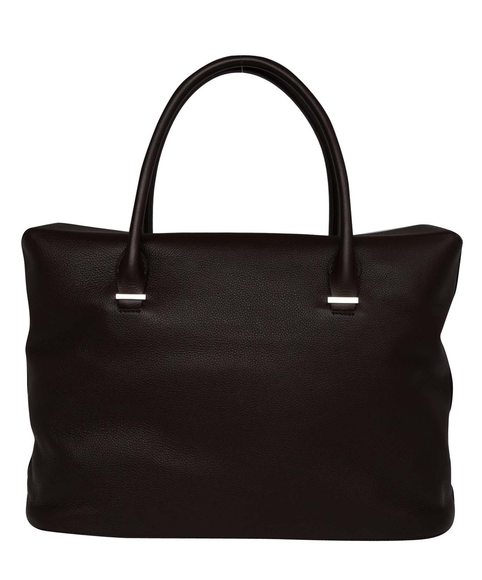 The row Dark Brown Carryall Pebble Leather Tote Bag in Brown | Lyst