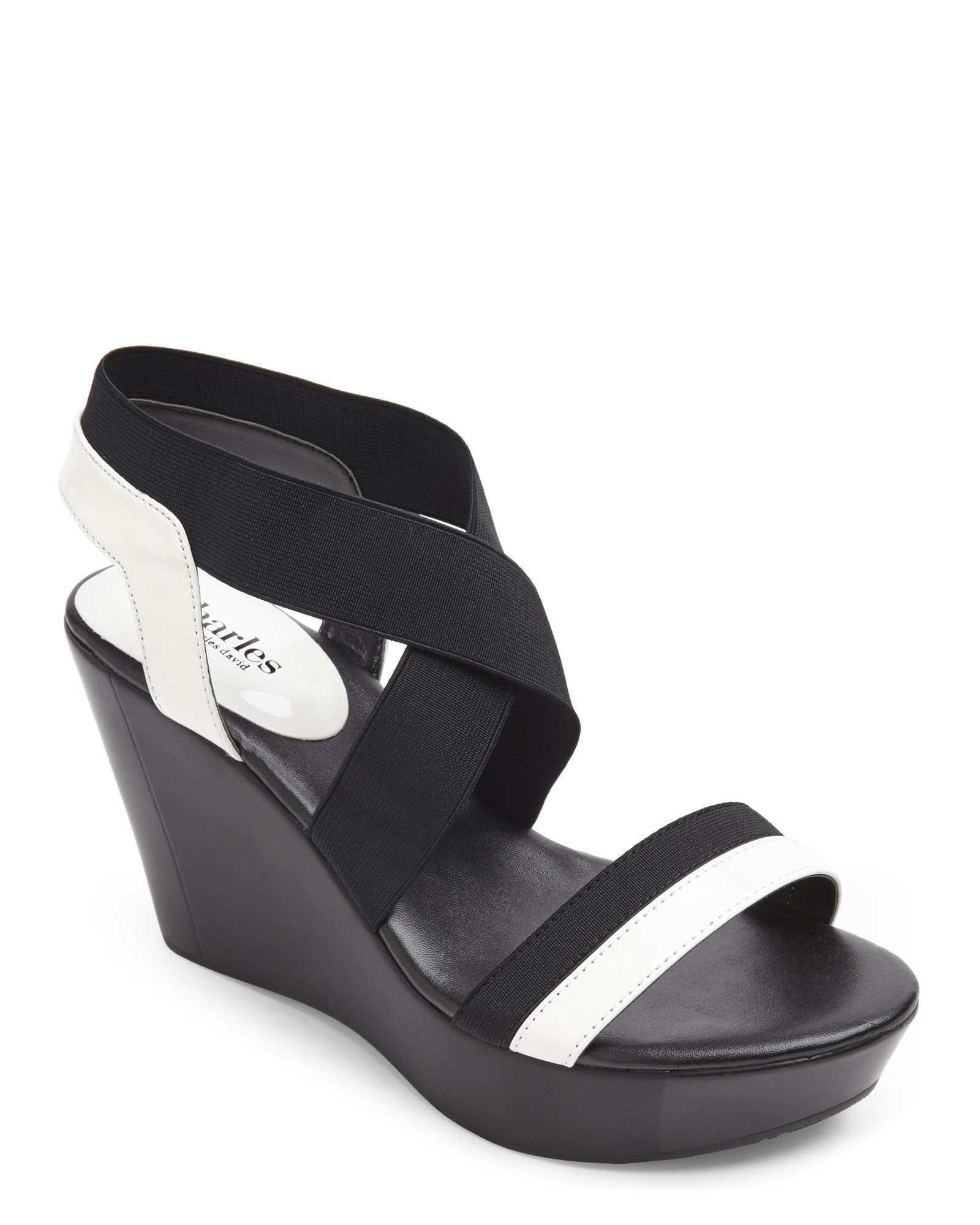 wedge sandals black and white