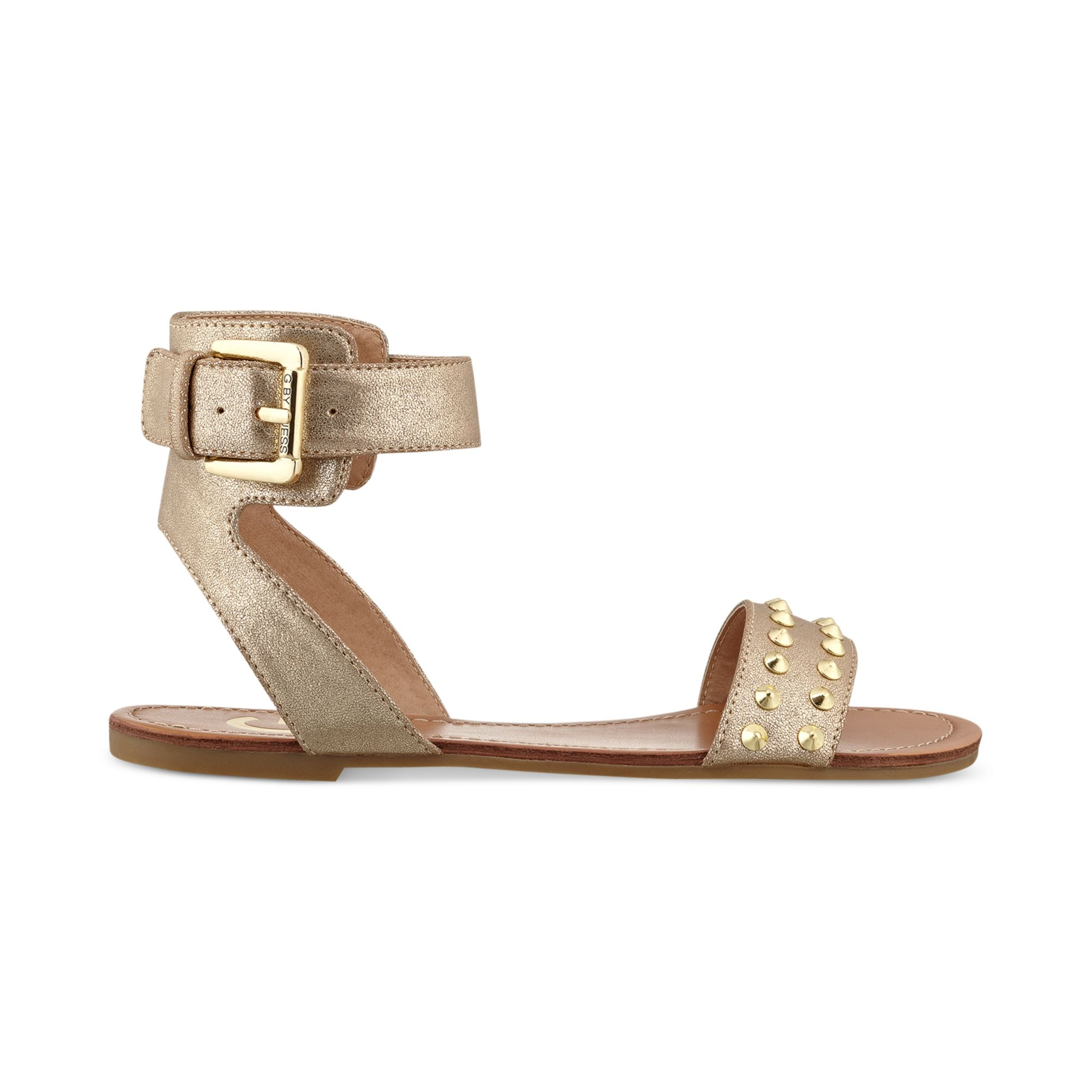 G By Guess Womens Keeper Flat Sandals in Gold | Lyst