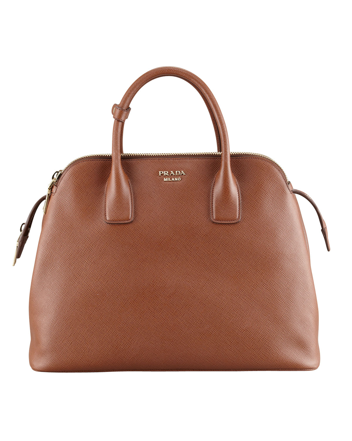 Prada Soft Saffiano Triplezip Satchel Bag in Brown Lyst
