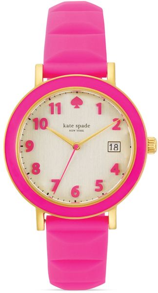 Kate Spade Enamel Bezel Silicone Strap Metro Watch, 36Mm in Pink ...