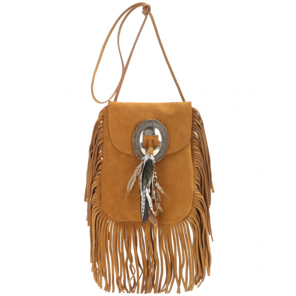 Saint laurent FringeTrimmed Suede Shoulder Bag in Brown Lyst