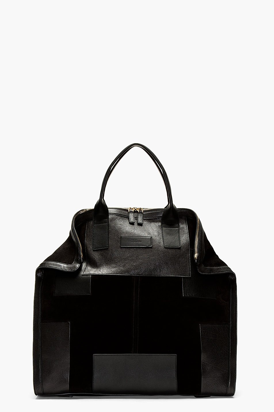 Alexander mcqueen Black Suede and Leather Patch City Bag in Black for ...