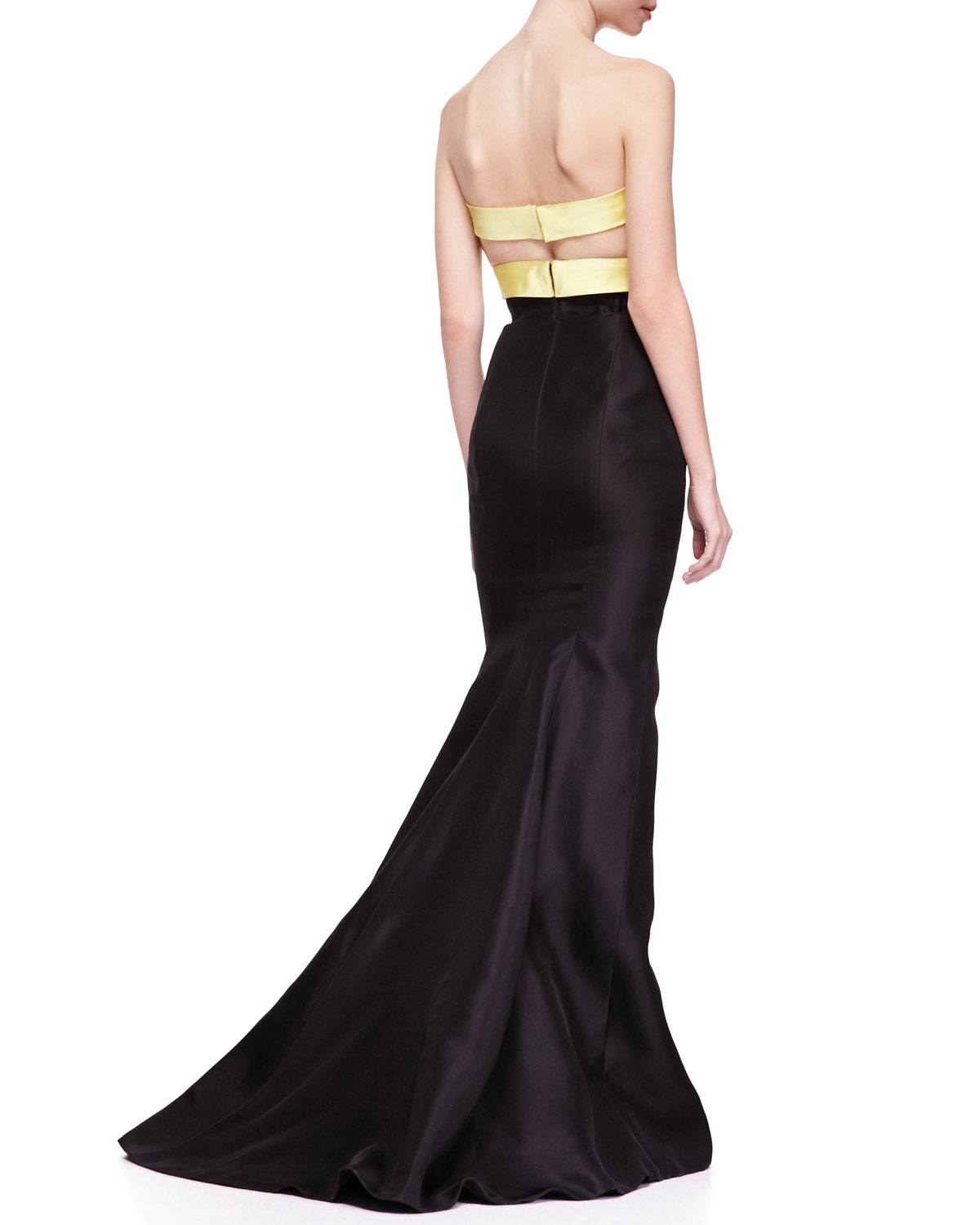 black strapless mermaid gown