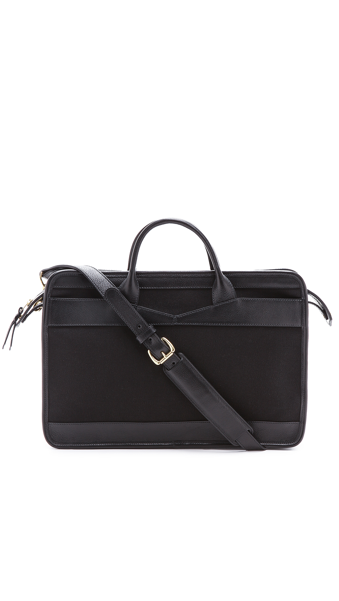 Lyst Lotuff Leather Slim Zipper Canvas & Leather Briefcase in Black