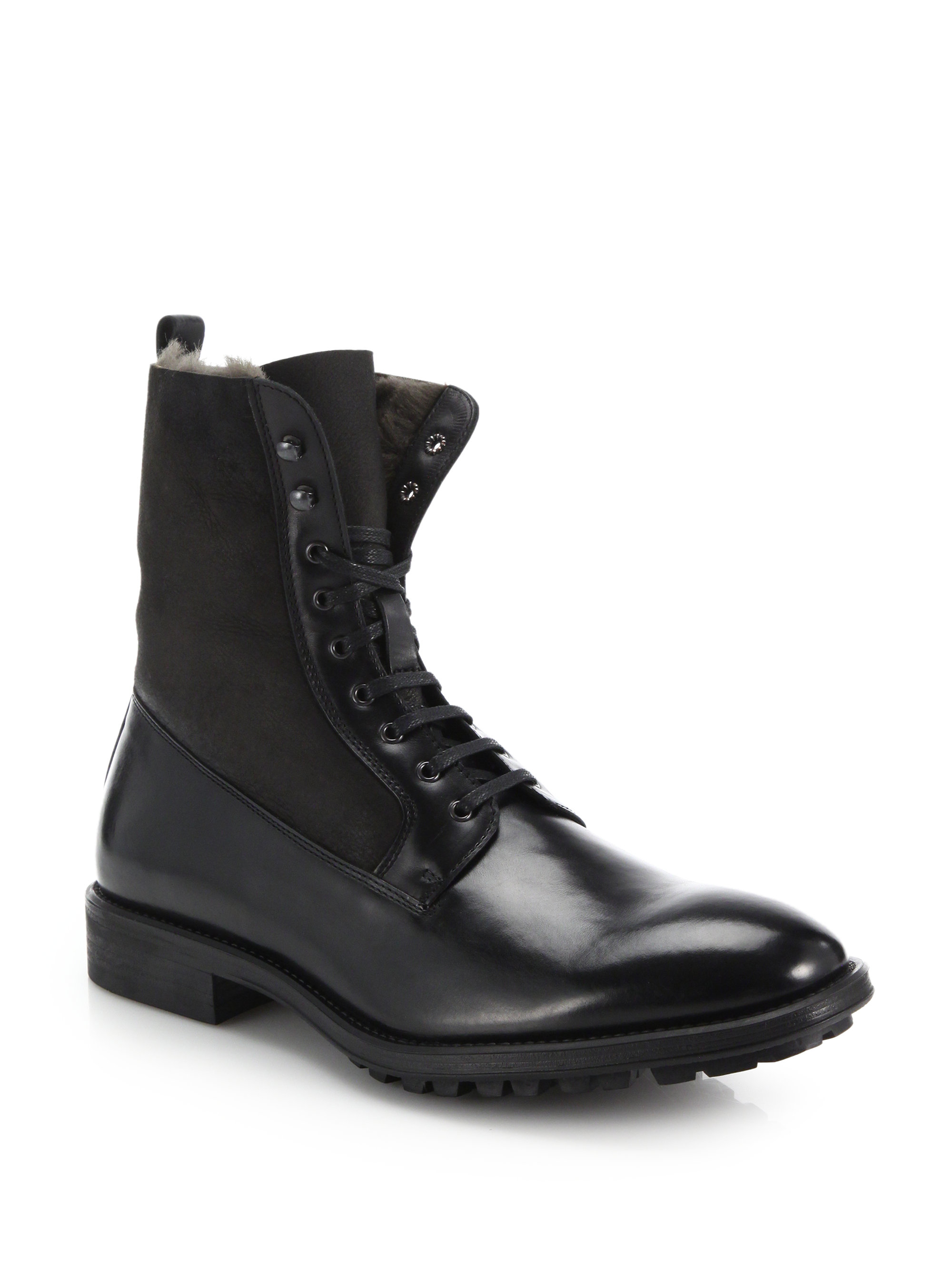 To boot Edwards Shearling-lined Leather Boots in Black for Men | Lyst