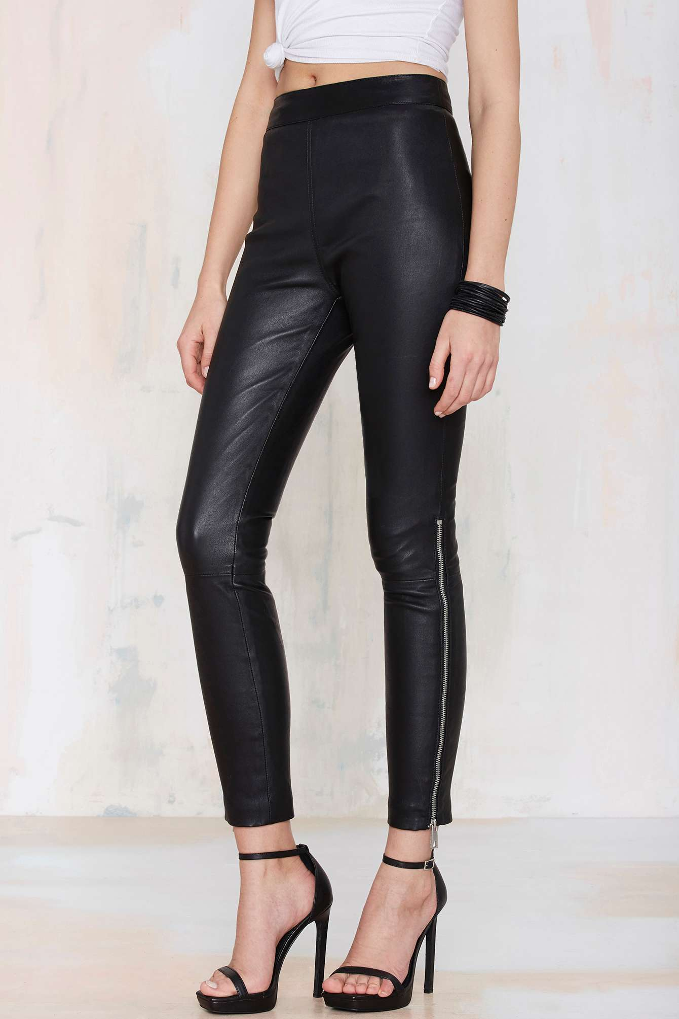 leather skinny pants womens