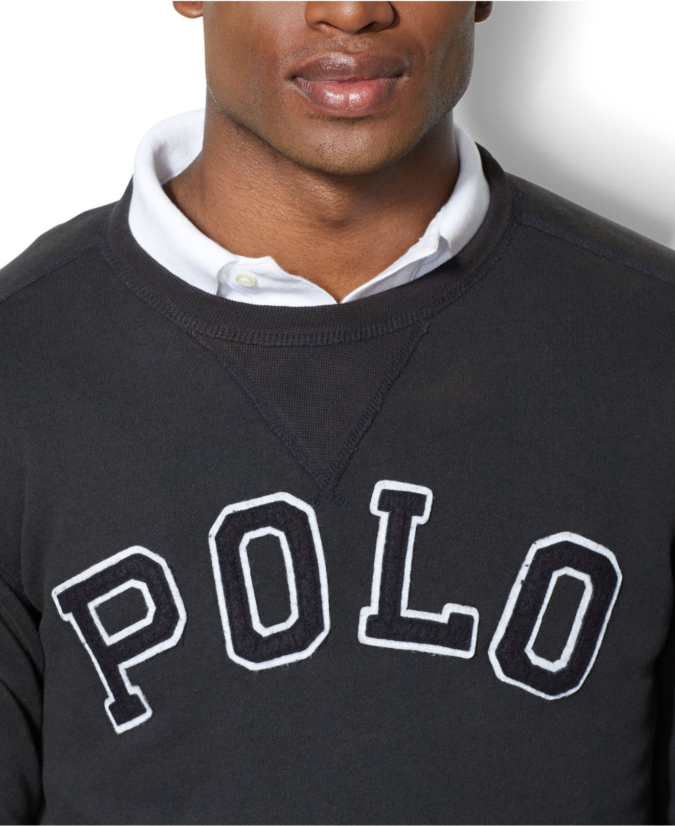 mens polo crewneck sweatshirt