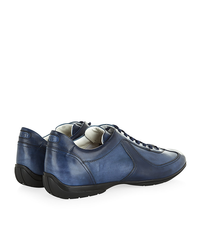Santoni Amg Lo Pro Leather Sneaker in Blue for Men | Lyst