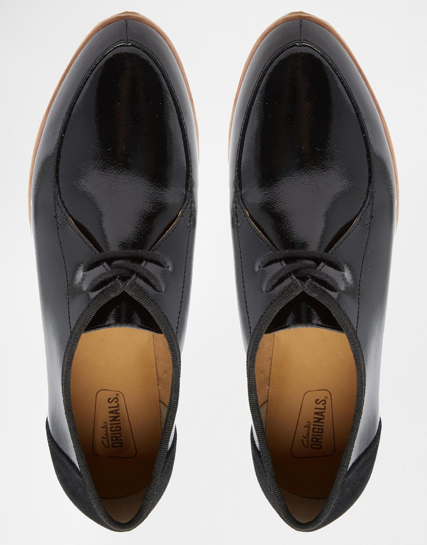 Clarks Originals Black Patent Phenia Point Flat Shoes in Clarks Originals Black Patent Phenia Point Flat Shoes in