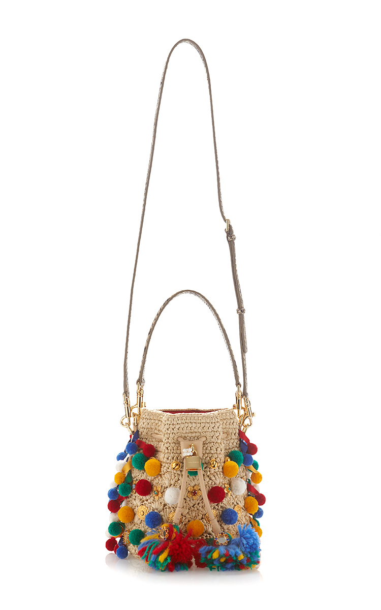 Lyst Dolce Gabbana Claudia With Pom Poms Bucket Bag Gallery