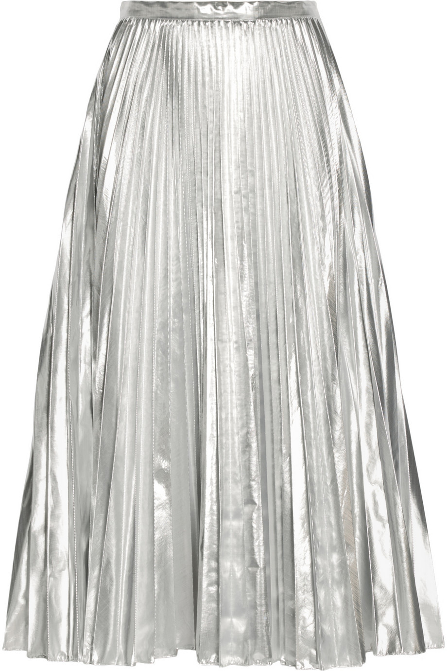 Lyst - Dkny Pleated Metallic Taffeta Midi Skirt in Metallic