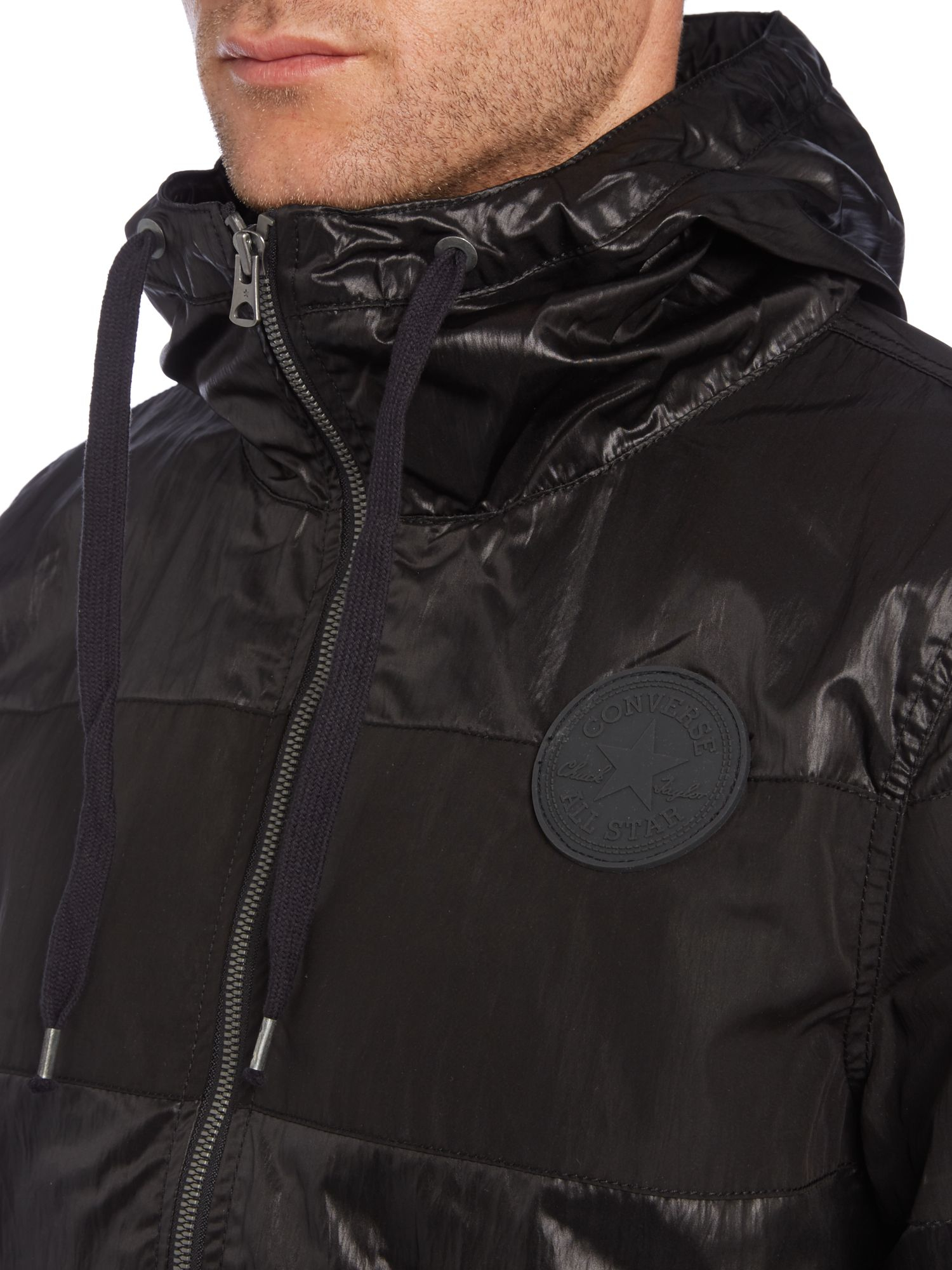 Converse Nylon Zip Up Jacket in Black for Men | Lyst