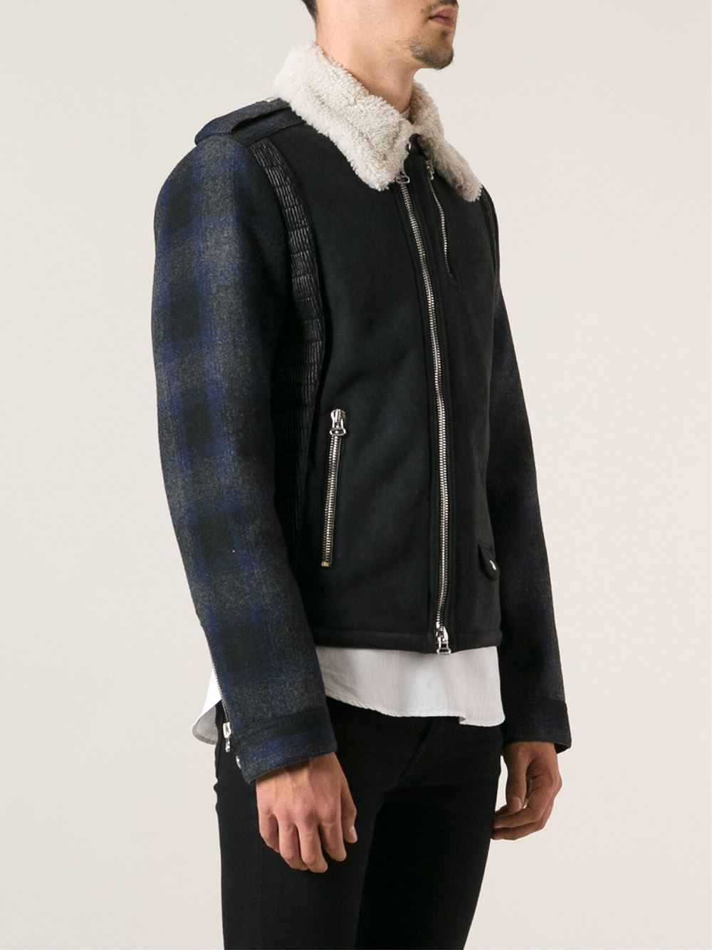 Lanvin Leather Jacket In Blue For Men Lyst Gallery