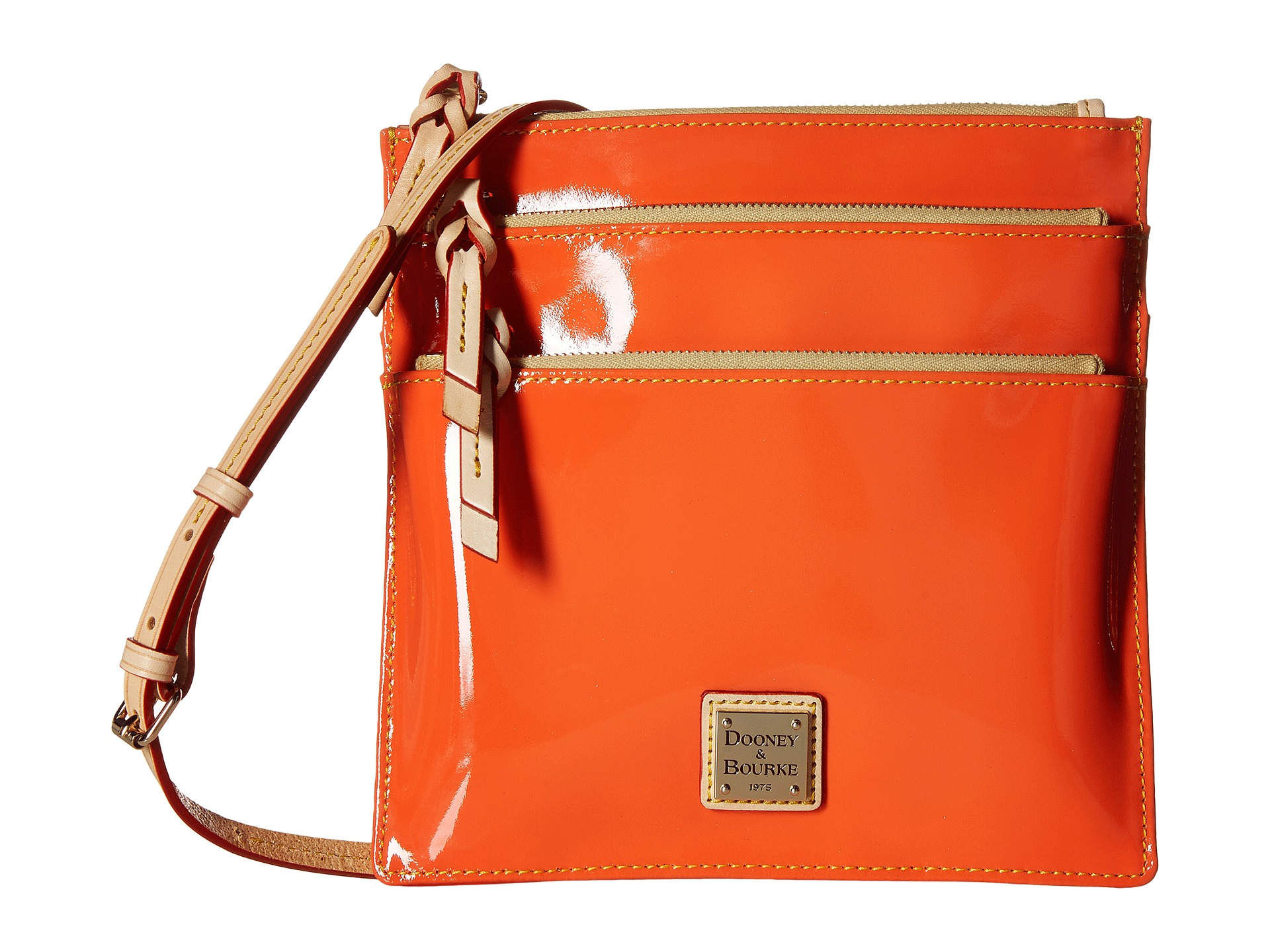 Lyst Dooney Bourke Pebble Patent North South Triple Zip In Orange Gallery