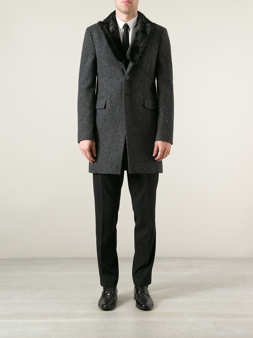 Lyst - DsquaredÂ² Fur Lapels Overcoat in Gray for Men