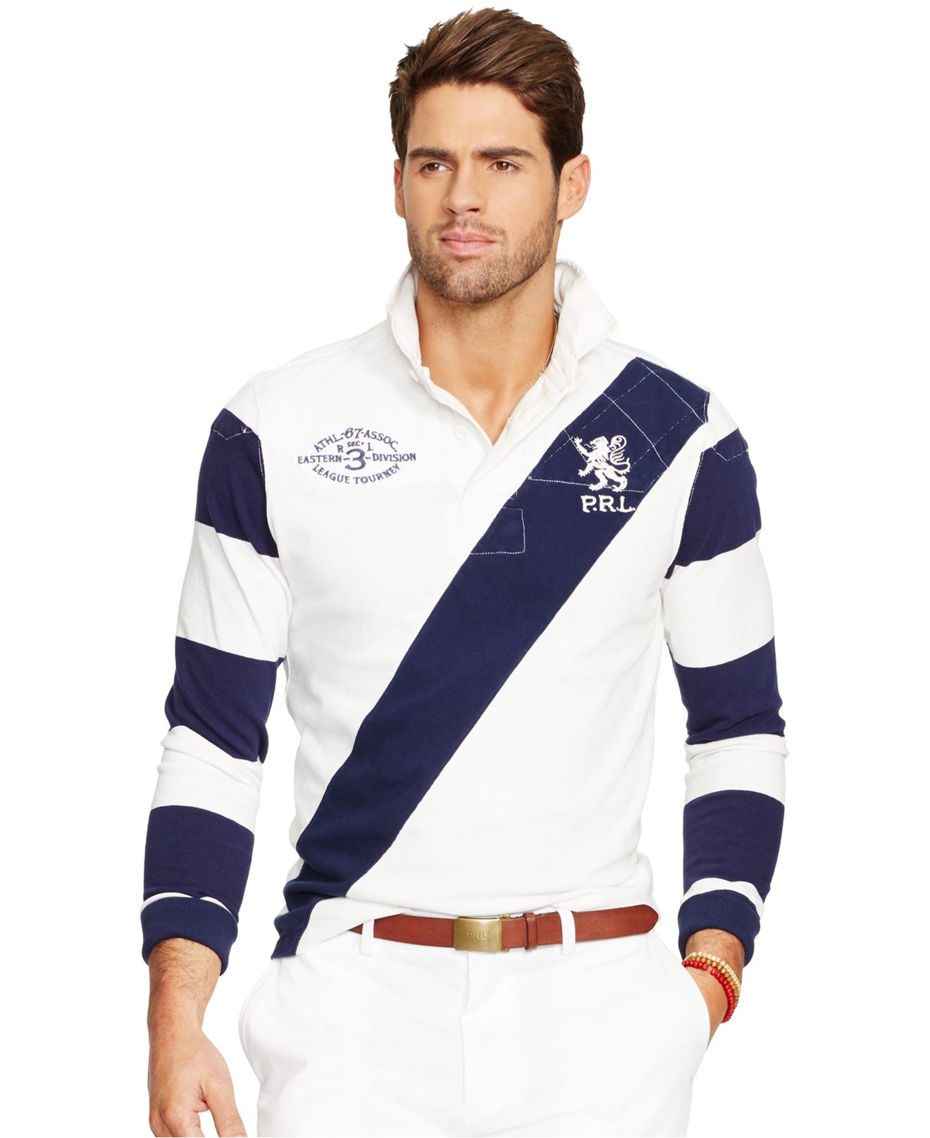 Lyst - Polo Ralph Lauren Banner-Striped Rugby Shirt in ...