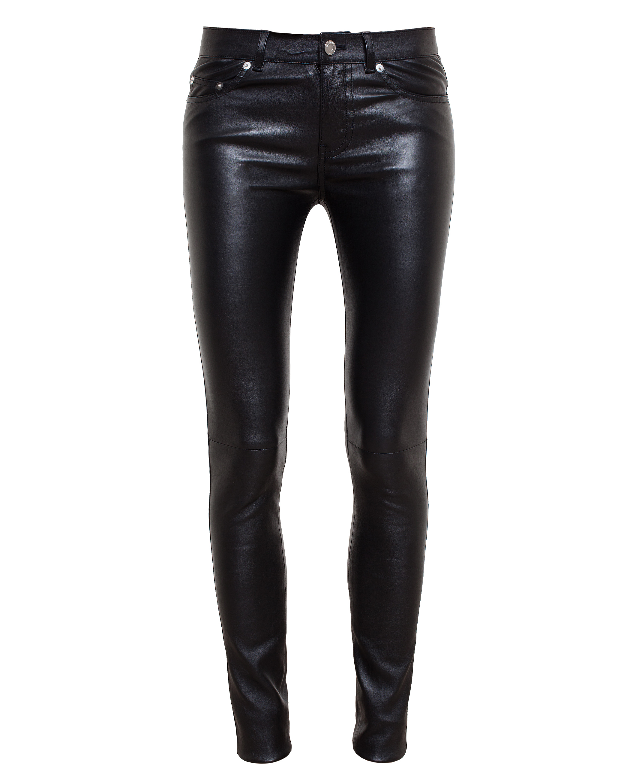 Saint Laurent Skinny Leather Trousers in Black - Lyst