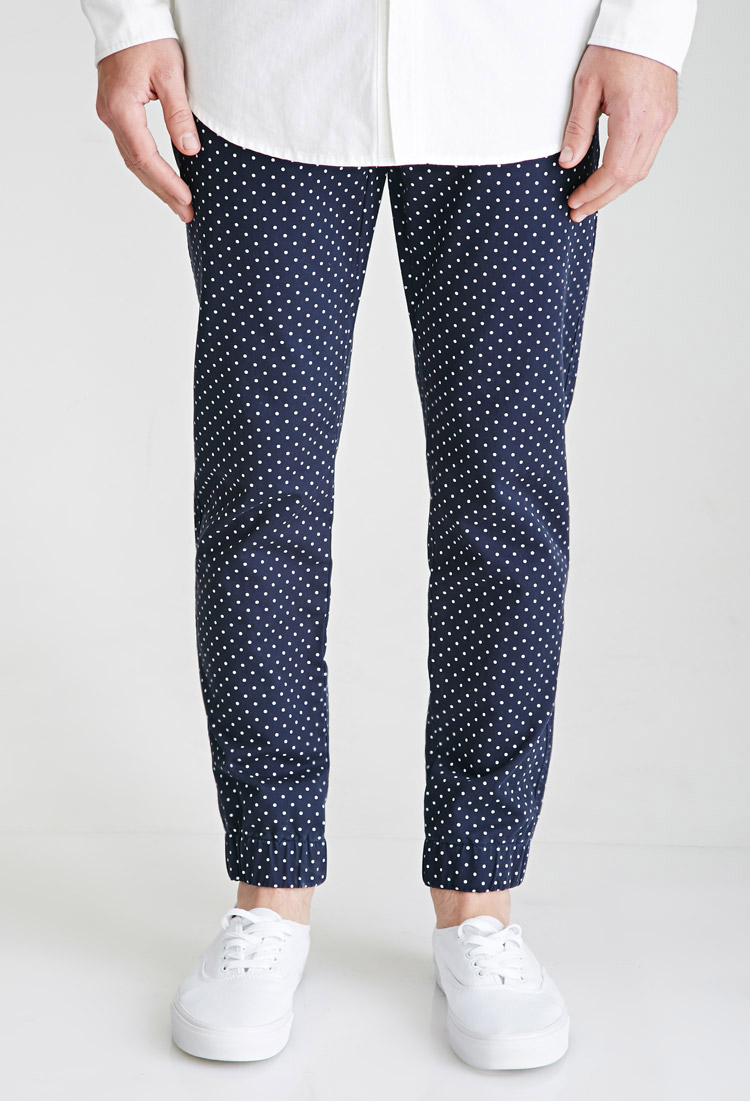 blue polka dot pants