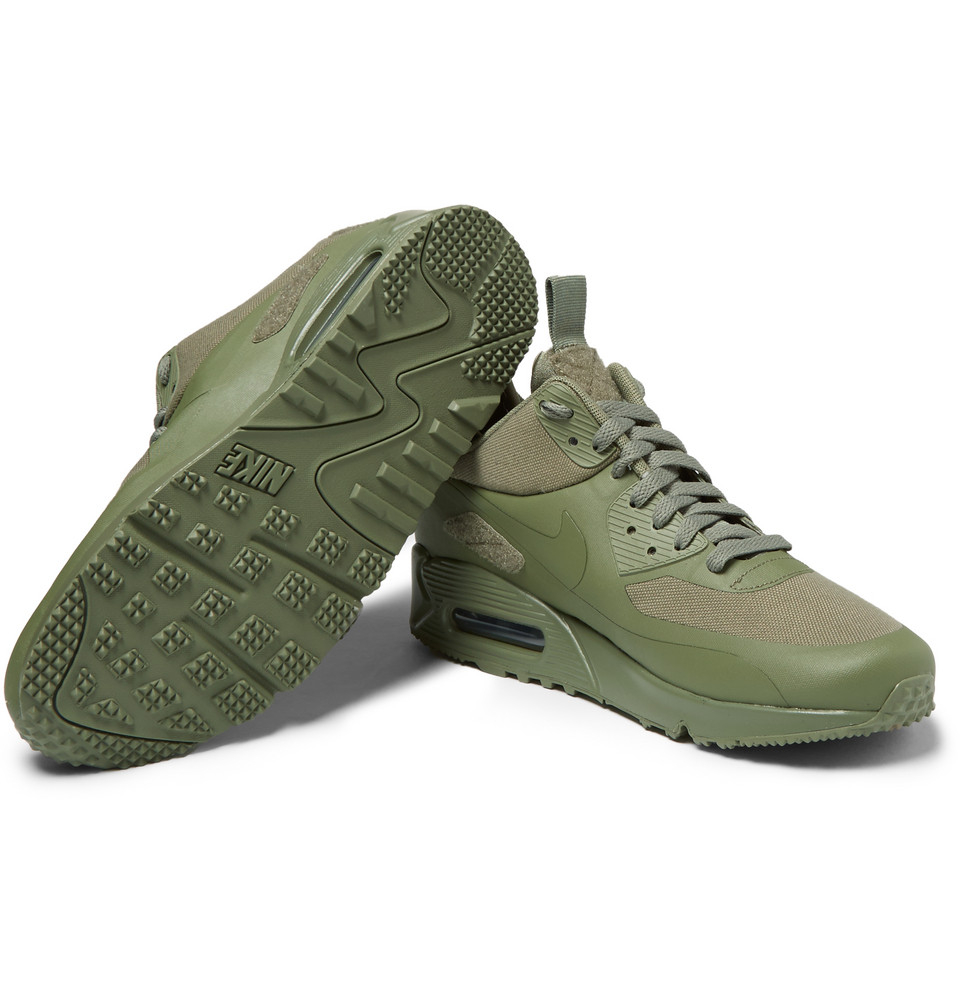 Nike Tz Air Max 90 Canvas And Leather Sneakerboots in Green for Men - Lyst