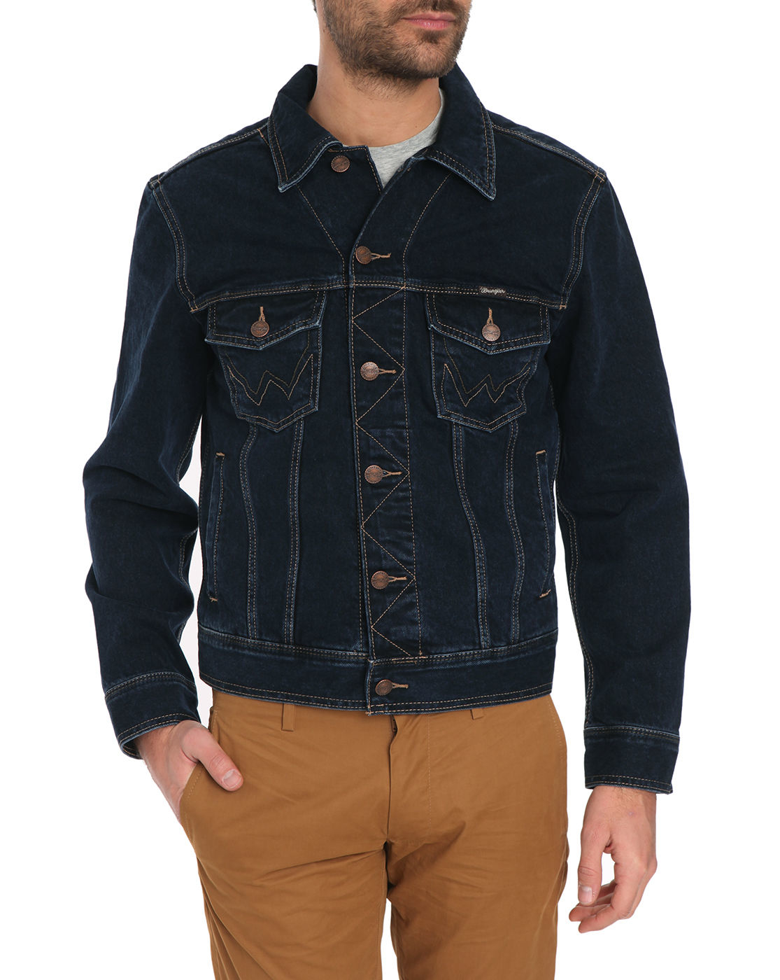 Wrangler Dark Denim Jacket in Blue for Men | Lyst