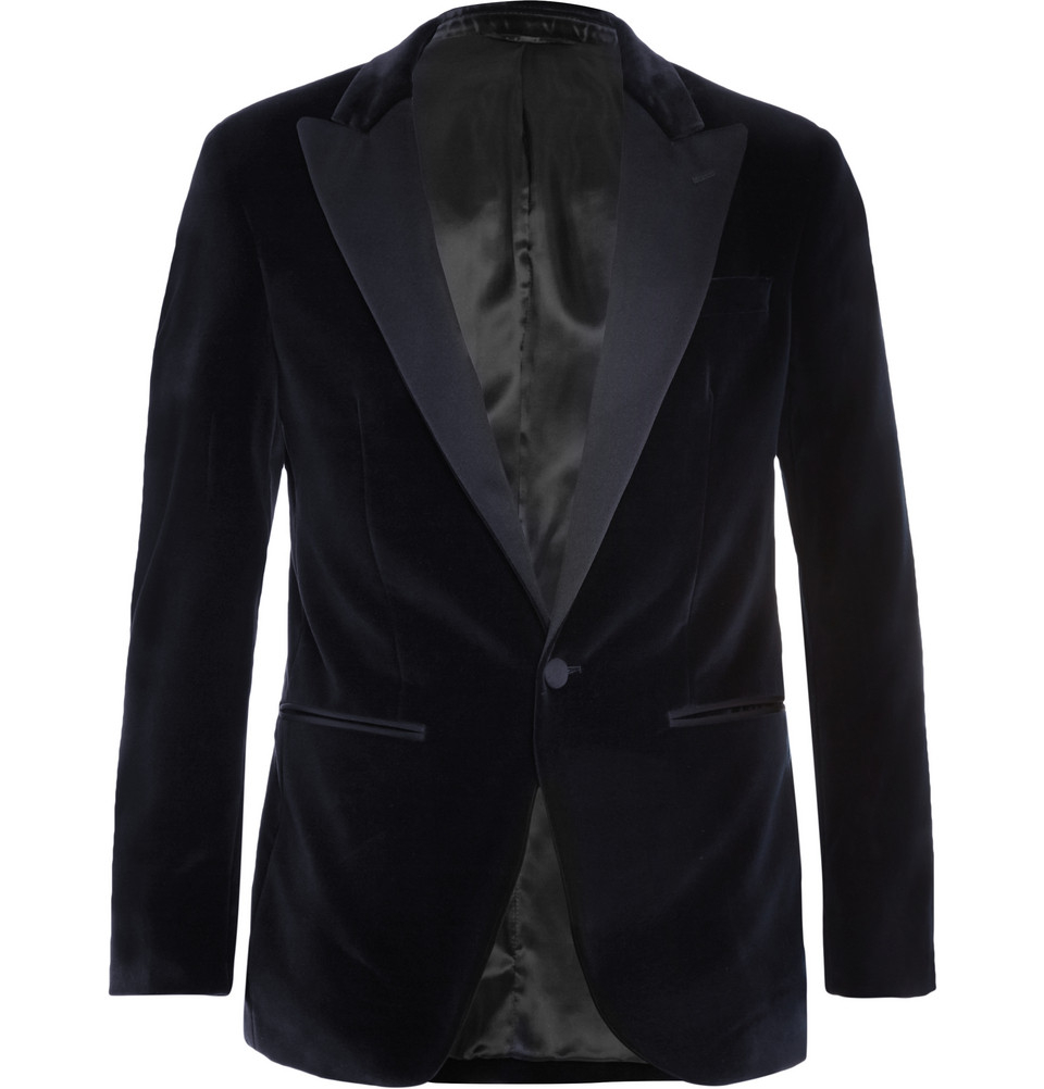 Hackett Navy Slim-Fit Velvet Tuxedo Jacket in Blue for Men - Lyst