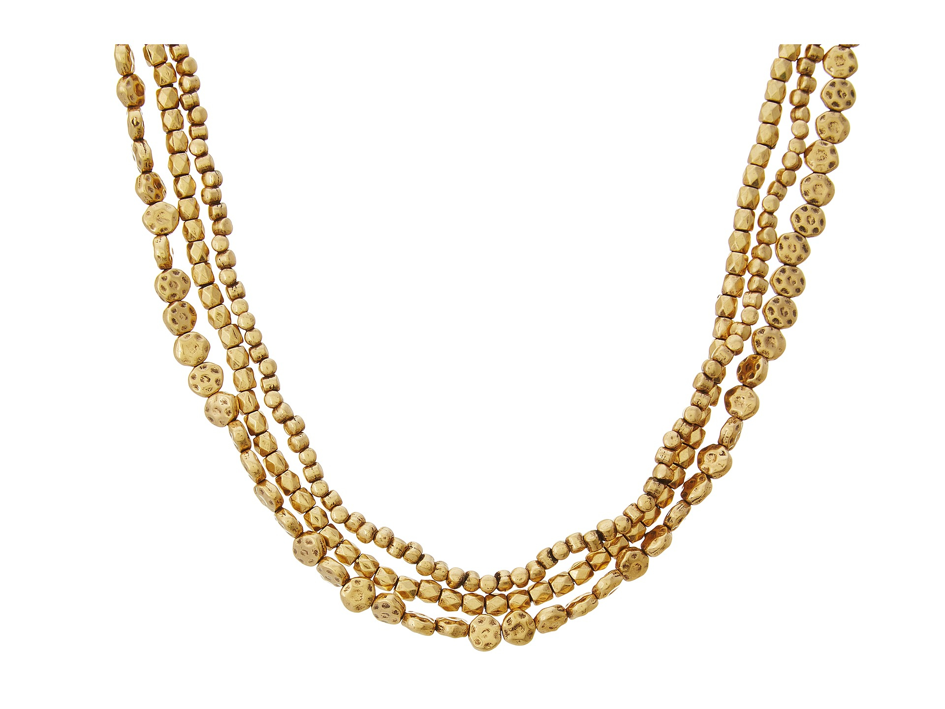 Lucky Brand Gold Triple Layer Necklace in Gold | Lyst