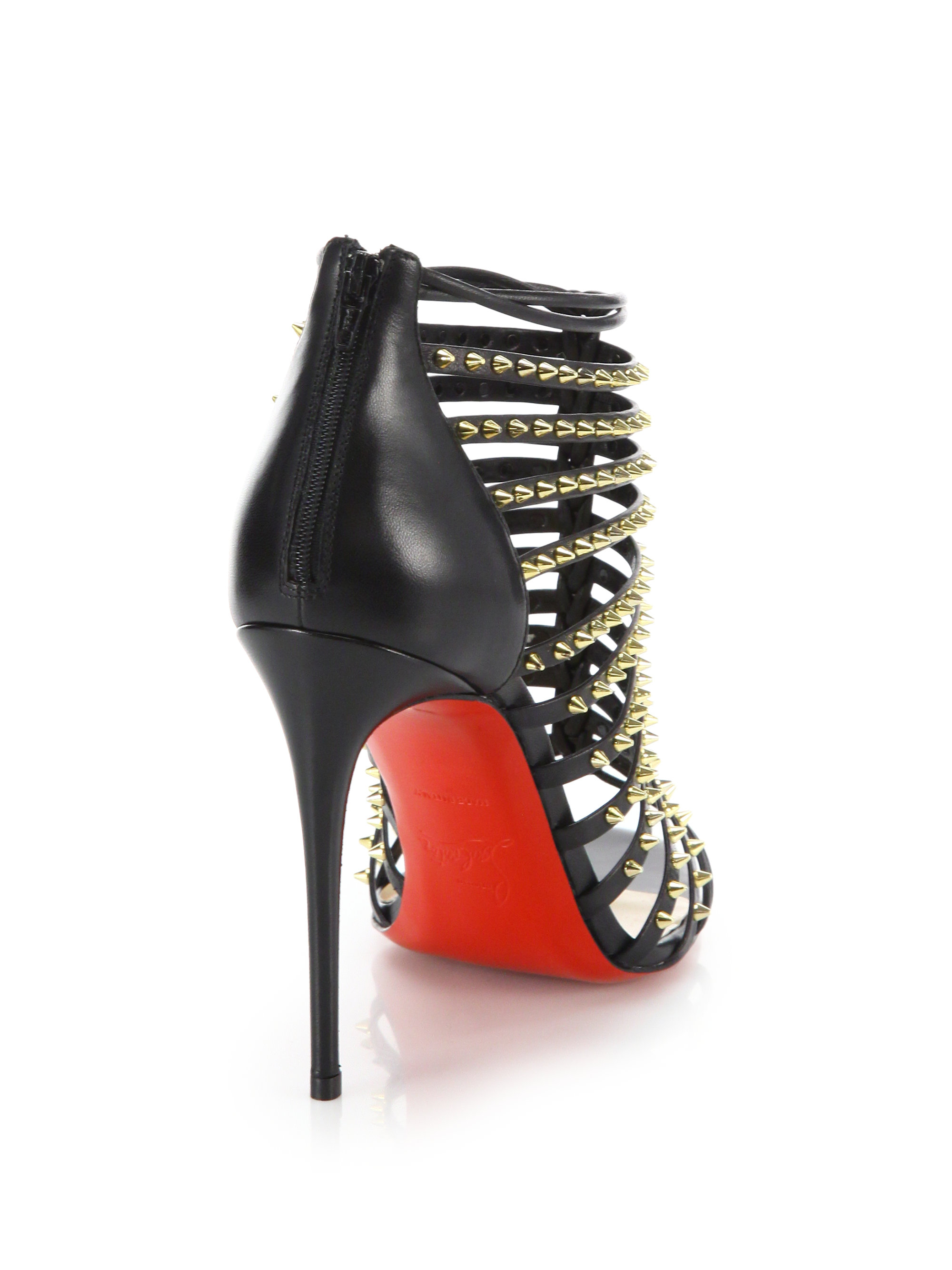 Christian louboutin Millaclou Studded Leather Cage Sandals in ...  