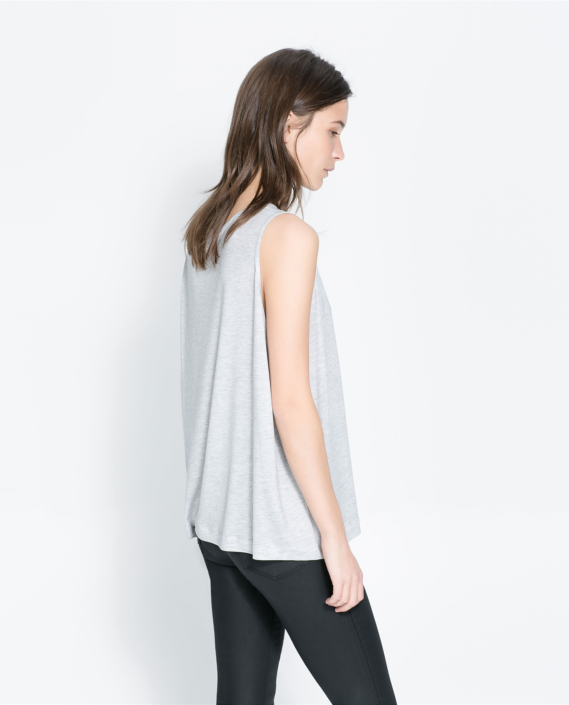 Zara Tank Top with Wide Arm Holes in Gray Lyst