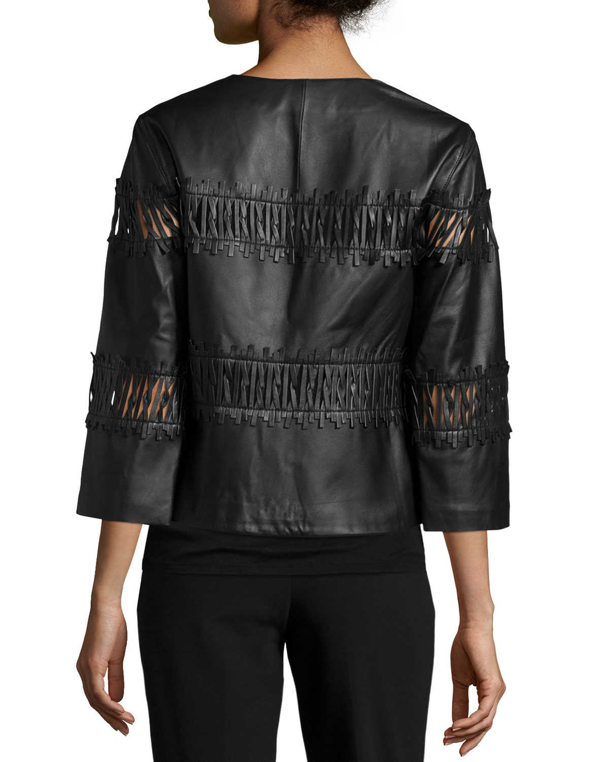 Lyst Lafayette 148 New York Paz Cropped Leather Jacket In Black Gallery
