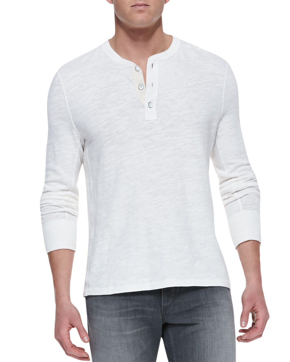 Rag & bone Standard Issue Slub-knit Basic Henley in White for Men | Lyst