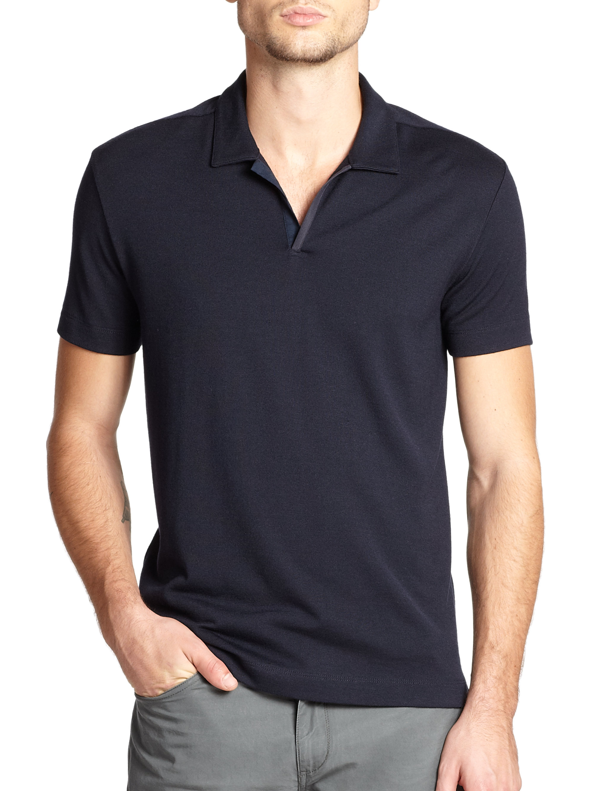Theory Johnny-Collar Polo in Blue | Lyst