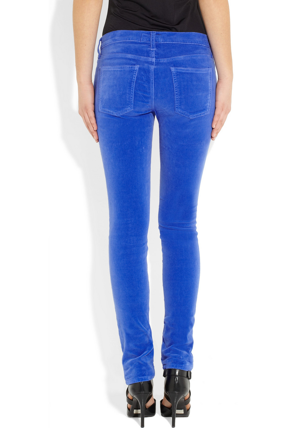 navy velvet skinny jeans