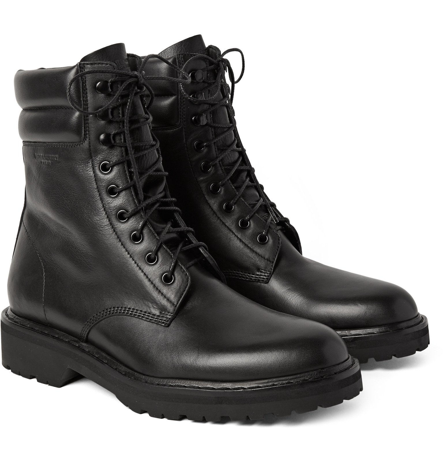 Saint Laurent Black Leather Combat Boots Product 6 928719211 Normal 