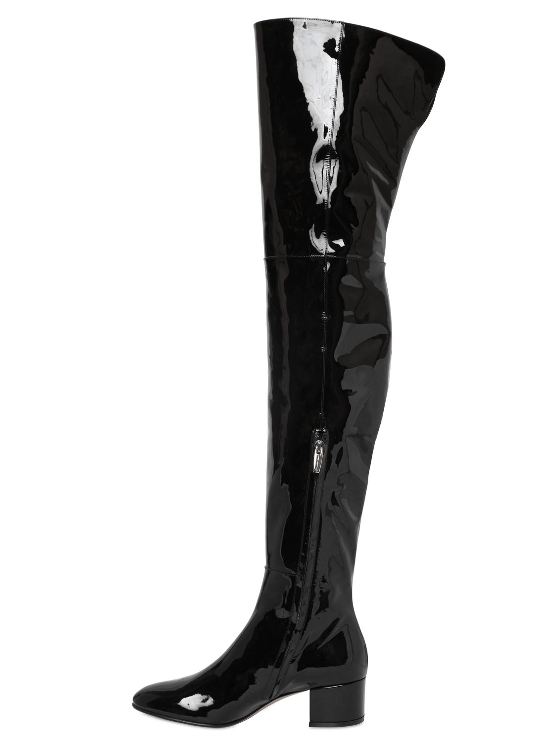 Lyst - Gianvito Rossi 45mm Patent Leather Over The Knee Boots in Black
