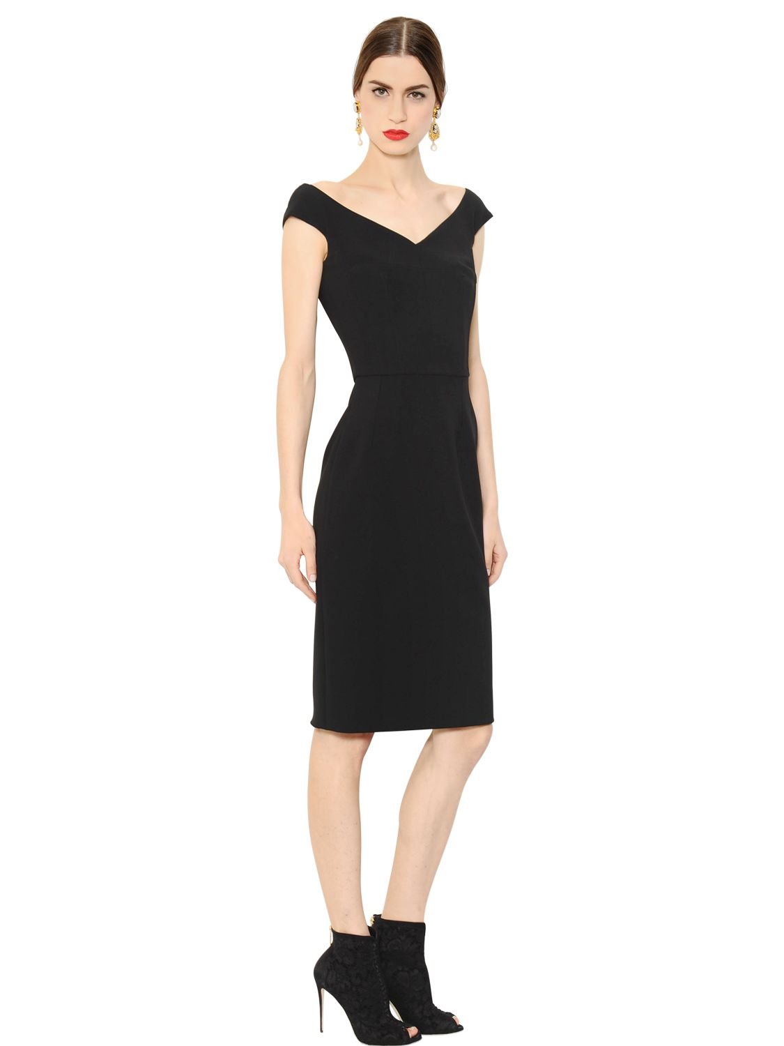 black wool crepe dress