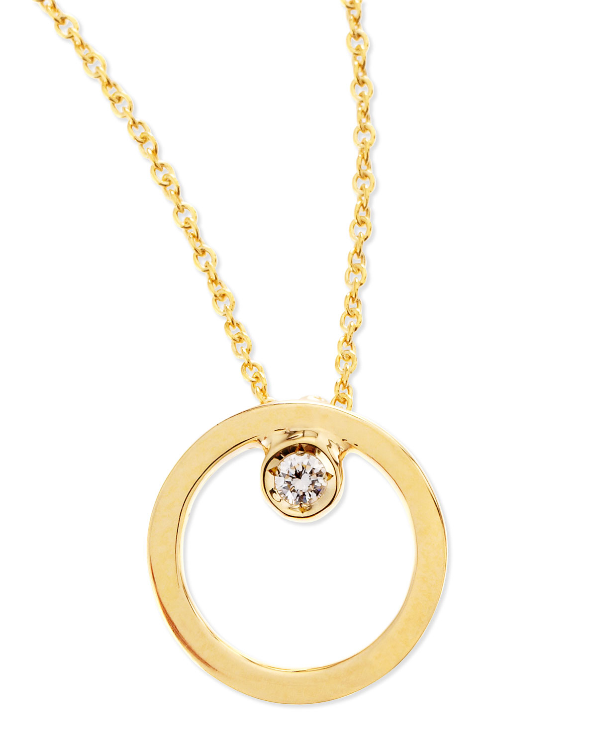 Lyst - Roberto Coin 18k Yellow Gold Circle Single-diamond Necklace in