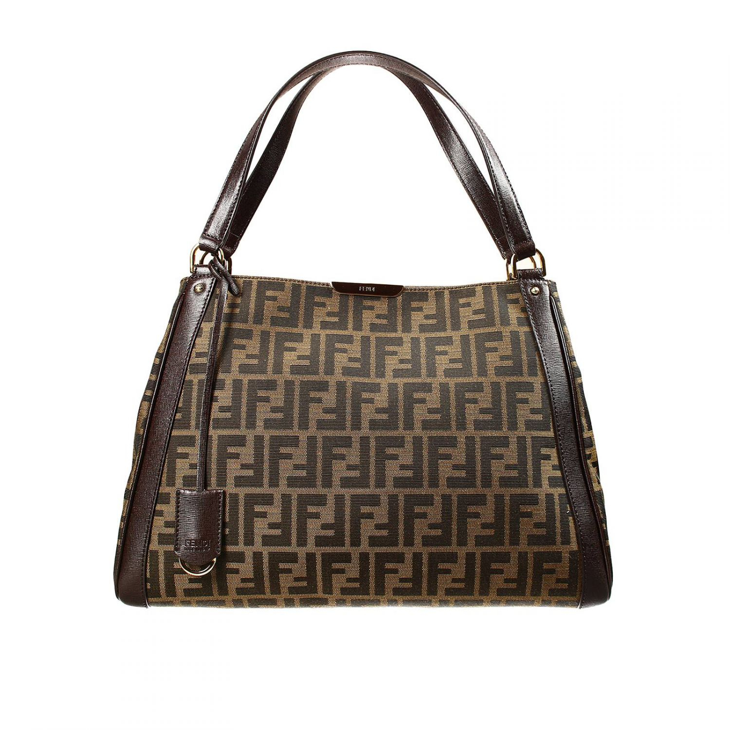 Fendi Handbag Zucca Shopping Bag With Contrast in Brown - Lyst