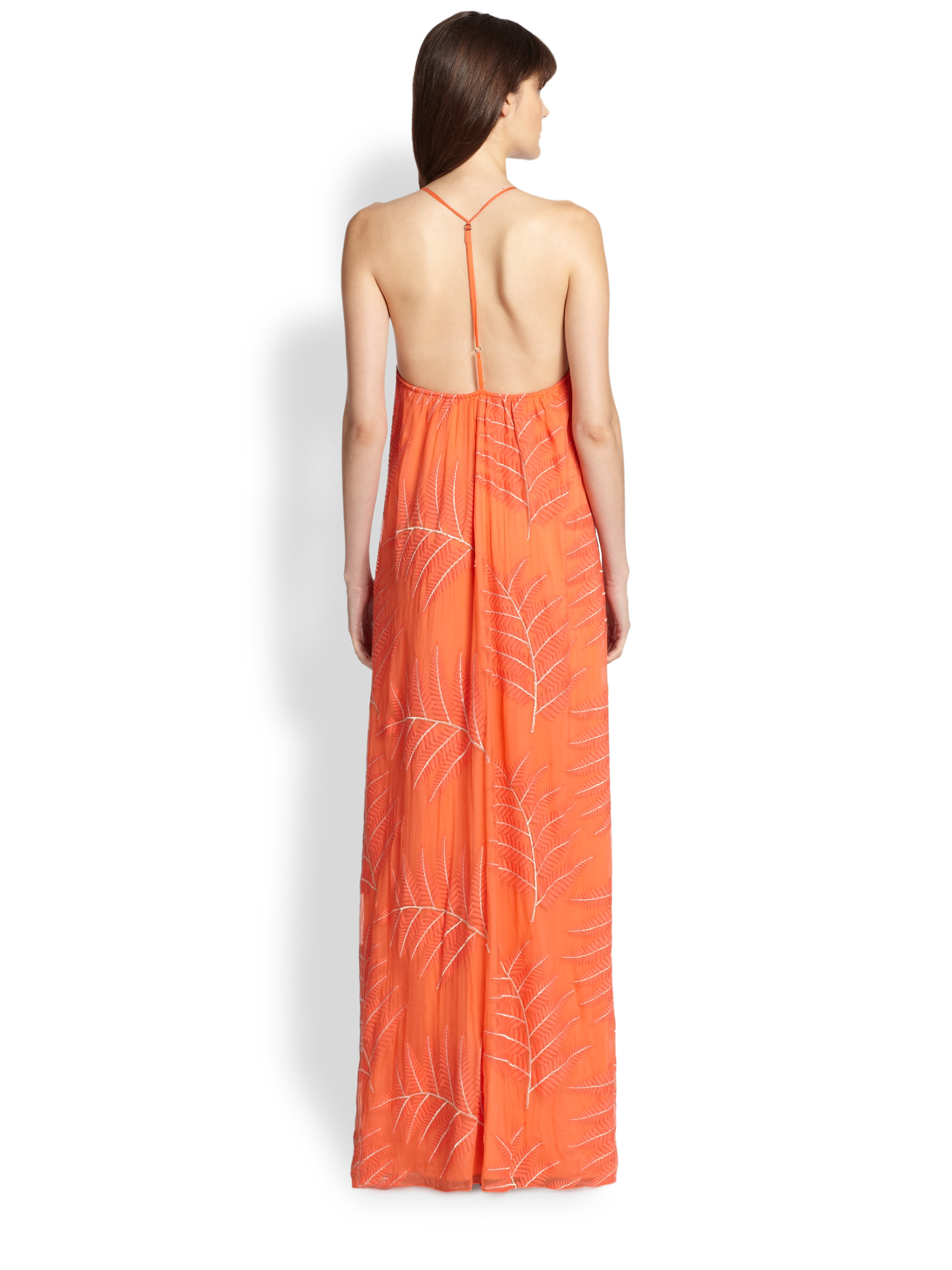 Silk chiffon maxi dress Blue and multicolored Matthew Williamson silk chiffon maxi dress with mock neck, floral print throughout, wrap-tie accent at waist and concealed zip closure at back.
