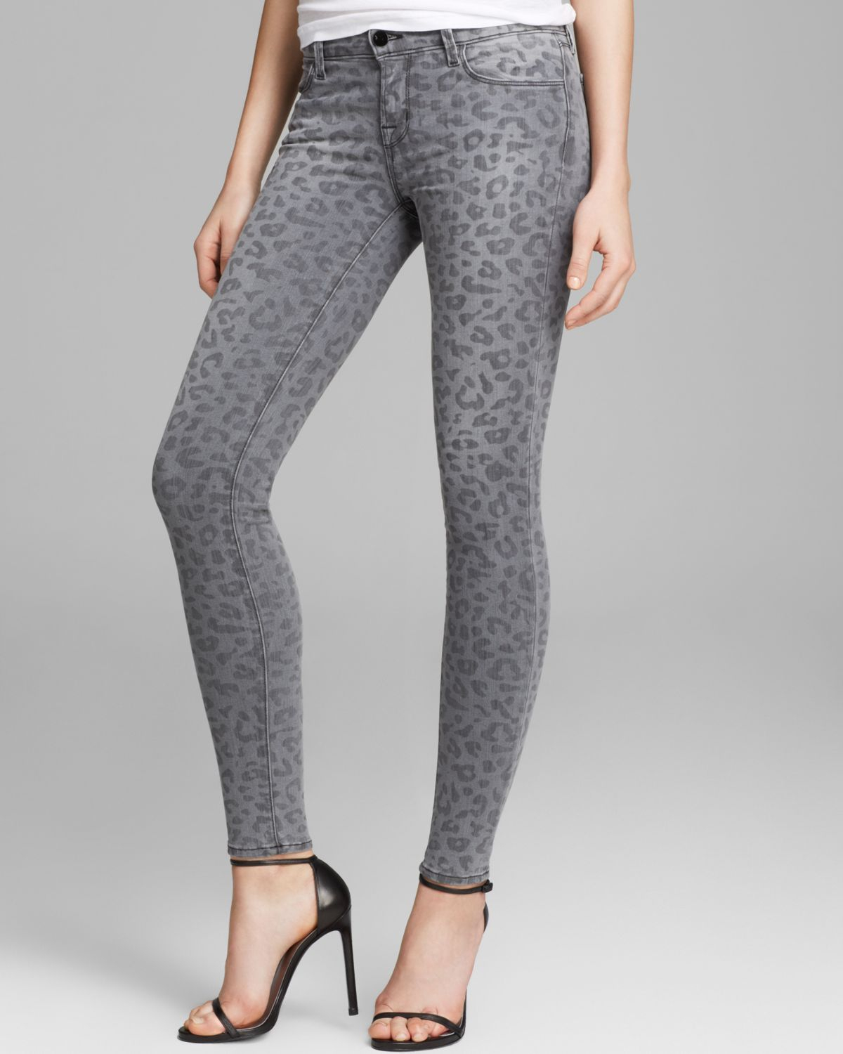 Lyst - J Brand Jeans Leopard Printed Skinny in Onyx in Gray