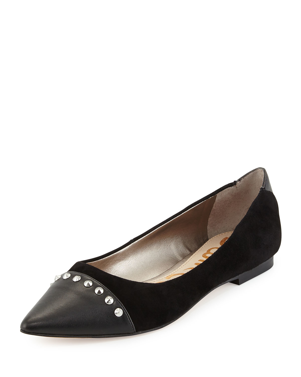 Sam Edelman Risa Pointed Cap-toe Ballerina Flat in Black - Lyst