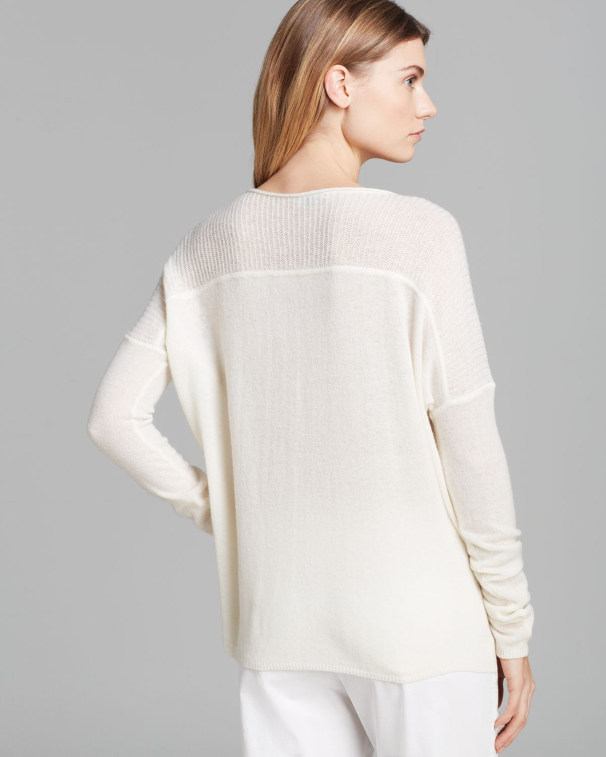 Lyst - Vince Sweater Feather Weight Cashmere in White