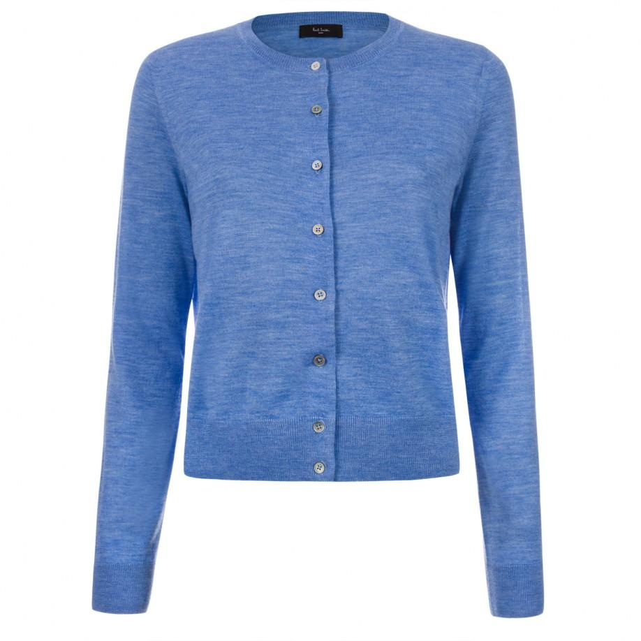 Lyst - Paul Smith Women'S Sky Blue Cashmere Cardigan With Contrasting ...