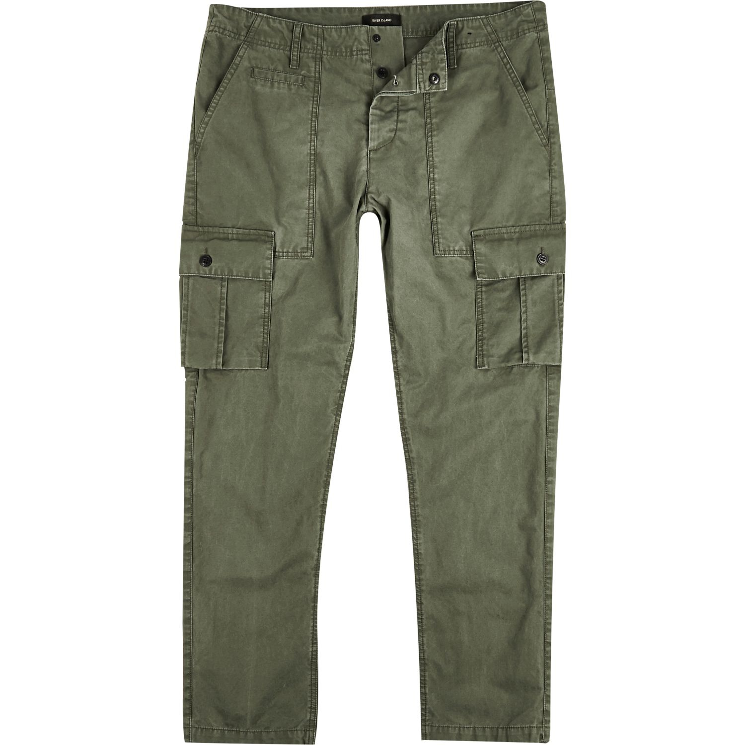 Lyst - River Island Khaki Slim Cargo Trousers in Green for Men