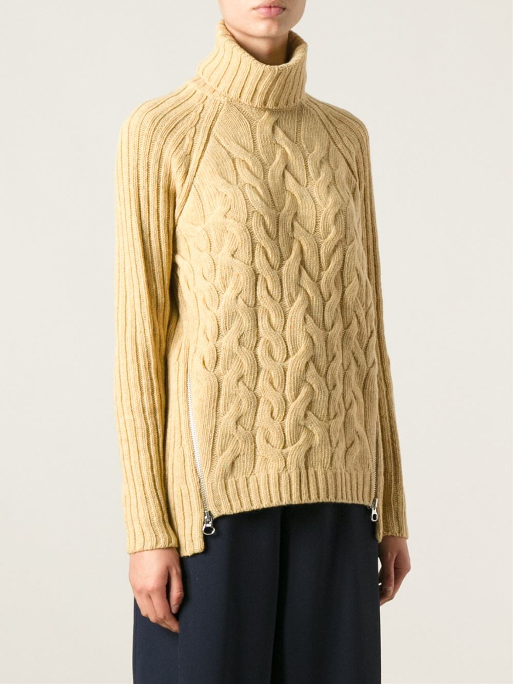 Lyst - See By ChloÃ© Cable Knit Sweater in Yellow