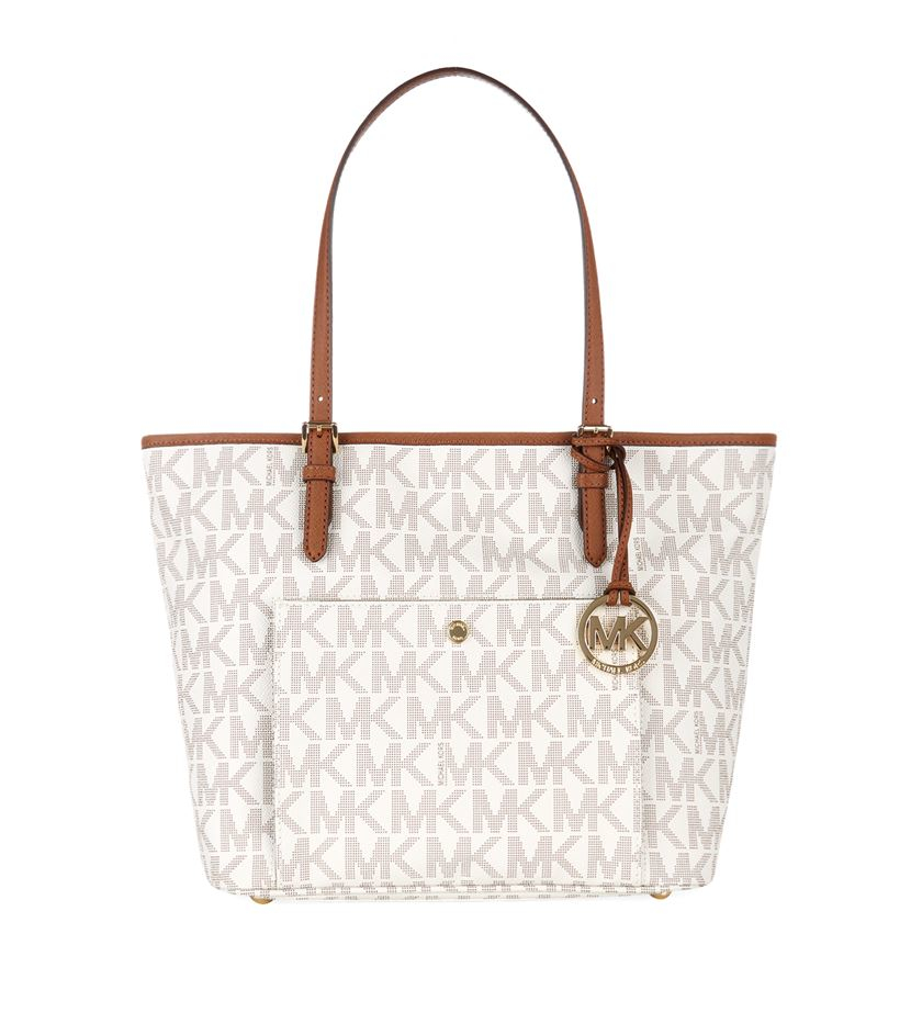 Michael Kors Jet Set Snap Pocket Tote In White Lyst Gallery